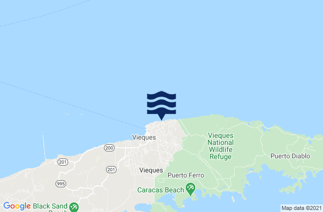 Mappa delle Getijden in Punta Mulas Isla De Vieques, Puerto Rico