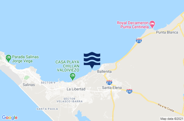 Mappa delle Getijden in Punta Murcielago, Ecuador