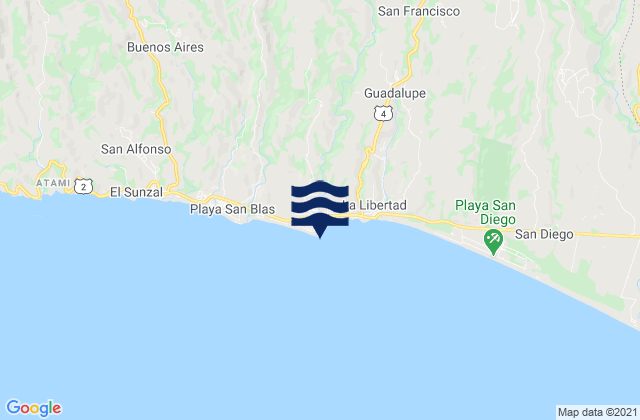 Mappa delle Getijden in Punta Roca, El Salvador