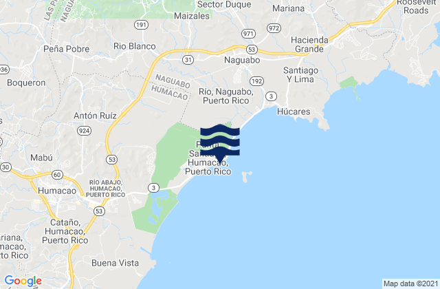 Mappa delle Getijden in Punta Santiago, Puerto Rico