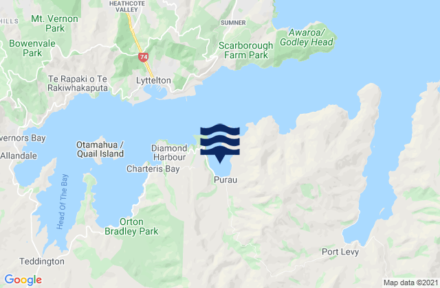 Mappa delle Getijden in Purau Bay, New Zealand