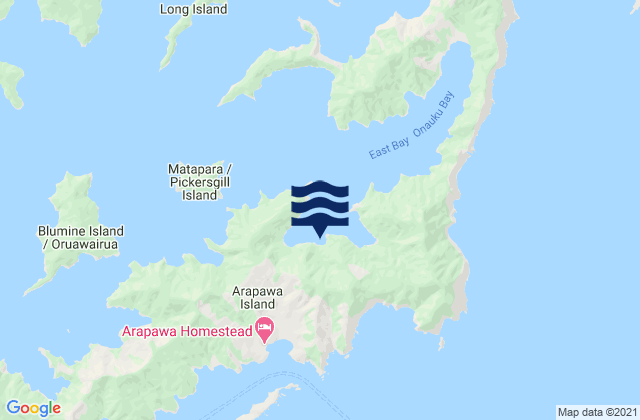 Mappa delle Getijden in Puriri Bay, New Zealand