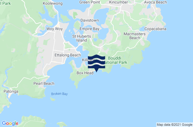 Mappa delle Getijden in Putty Beach, Australia