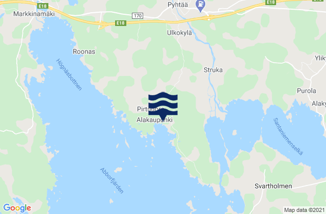 Mappa delle Getijden in Pyhtää, Finland