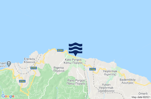 Mappa delle Getijden in Páno Pýrgos, Cyprus