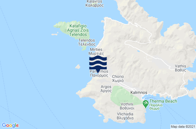 Mappa delle Getijden in Pánormos, Greece