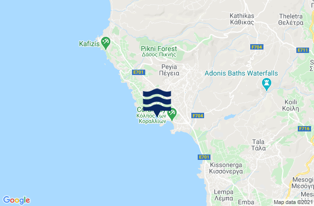 Mappa delle Getijden in Pégeia, Cyprus