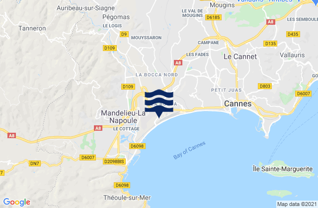 Mappa delle Getijden in Pégomas, France