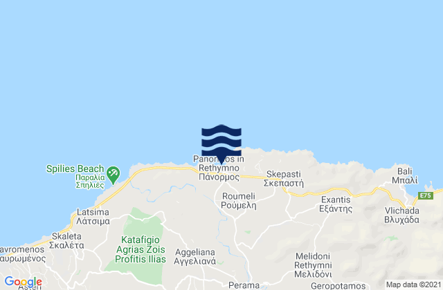 Mappa delle Getijden in Pérama, Greece