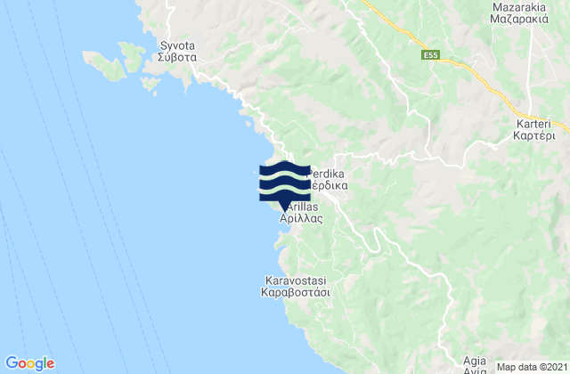 Mappa delle Getijden in Pérdika, Greece