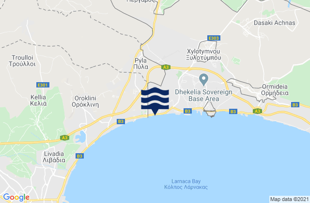 Mappa delle Getijden in Pérgamos, Cyprus