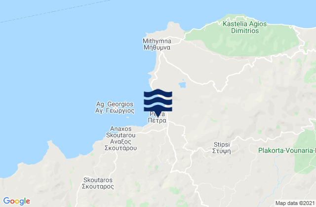 Mappa delle Getijden in Pétra, Greece