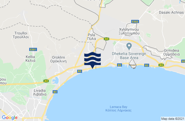 Mappa delle Getijden in Pýla, Cyprus