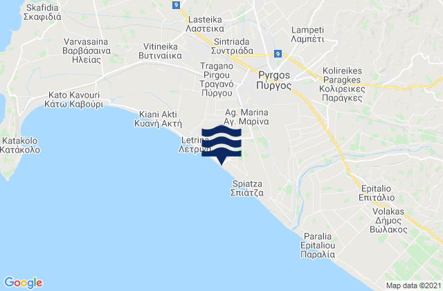 Mappa delle Getijden in Pýrgos, Greece