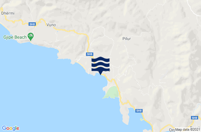 Mappa delle Getijden in Qarku i Vlorës, Albania