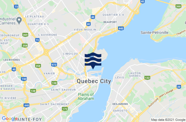 Mappa delle Getijden in Quai Irving, Canada