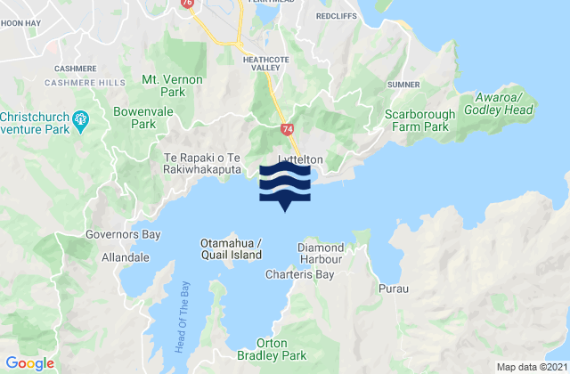 Mappa delle Getijden in Quail Island Beach, New Zealand