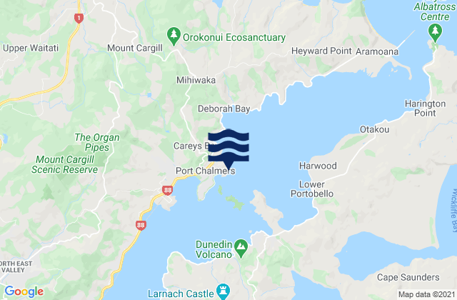 Mappa delle Getijden in Quarantine Island/Kamau Taurua, New Zealand