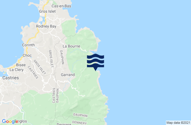 Mappa delle Getijden in Quarter of Dauphin, Saint Lucia