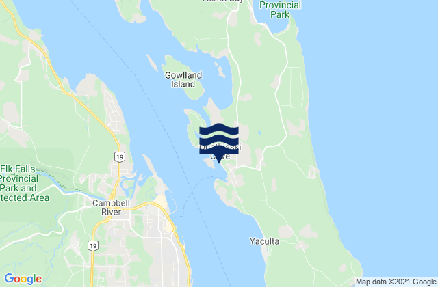Mappa delle Getijden in Quathiaski Cove, Canada
