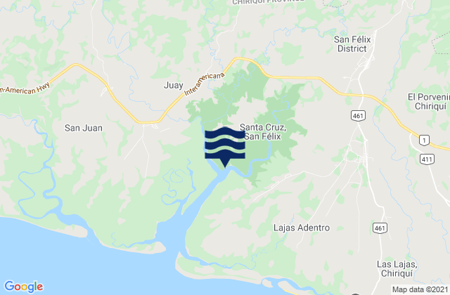 Mappa delle Getijden in Quebrada de Loro, Panama