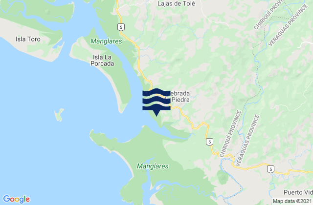 Mappa delle Getijden in Quebrada de Piedra, Panama