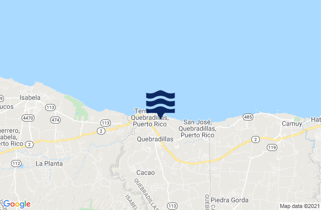 Mappa delle Getijden in Quebradillas, Puerto Rico