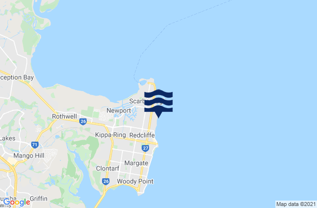 Mappa delle Getijden in Queens Beach, Australia
