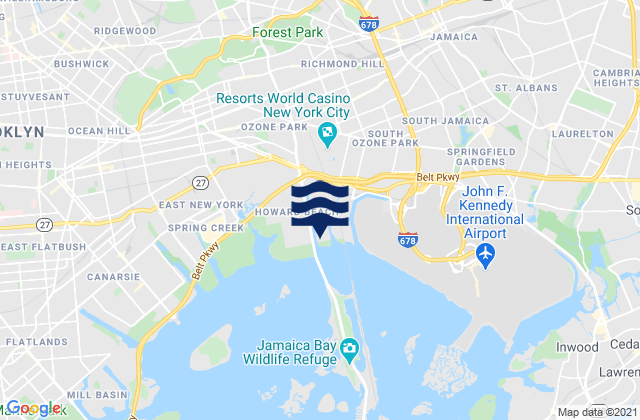 Mappa delle Getijden in Queens, United States