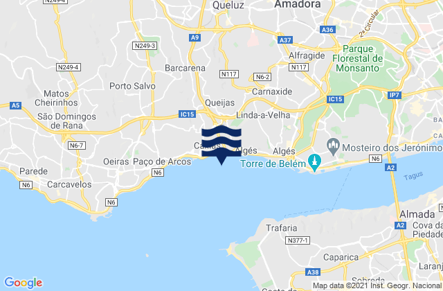 Mappa delle Getijden in Queluz, Portugal