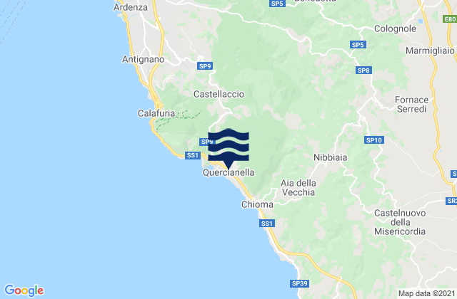 Mappa delle Getijden in Quercianella, Italy