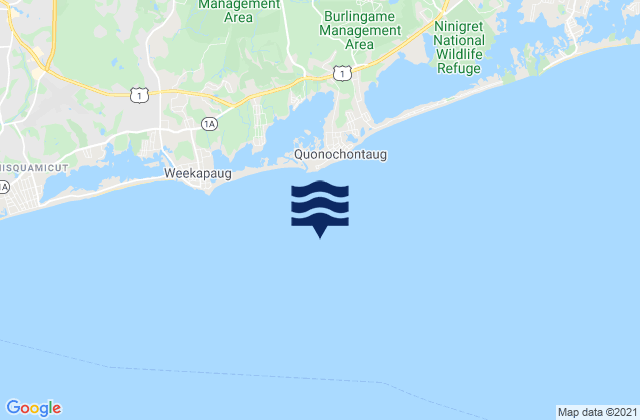 Mappa delle Getijden in Quonochontaug Beach 1.1 miles S of, United States
