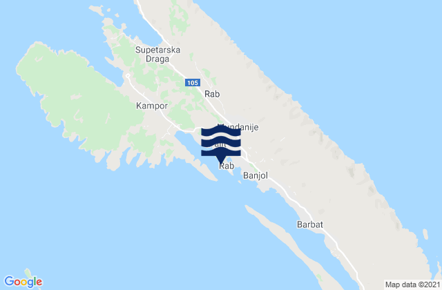 Mappa delle Getijden in Rab, Croatia
