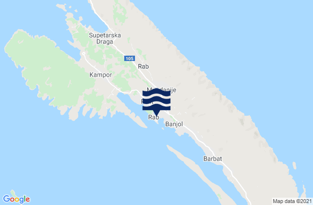 Mappa delle Getijden in Rab, Croatia