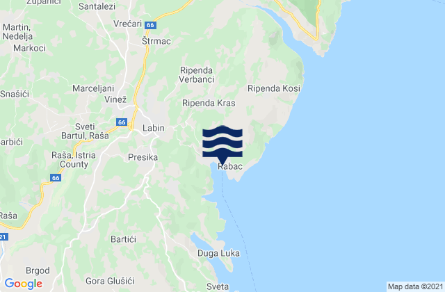 Mappa delle Getijden in Rabac, Croatia