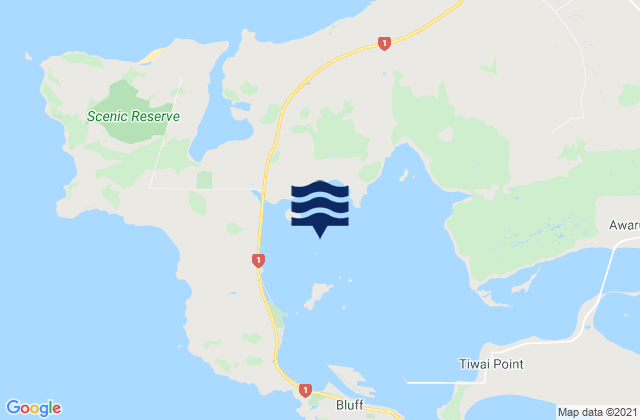 Mappa delle Getijden in Rabbit Island, New Zealand