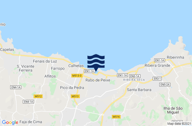 Mappa delle Getijden in Rabo de Peixe, Portugal