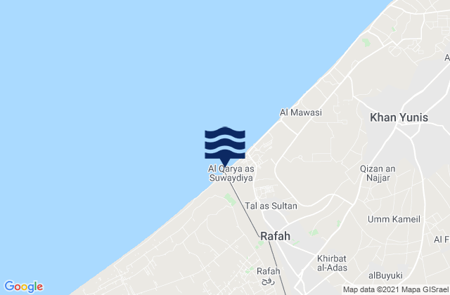 Mappa delle Getijden in Rafah, Palestinian Territory