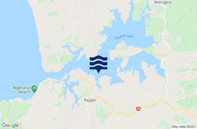 Mappa delle Getijden in Raglan Harbour, New Zealand