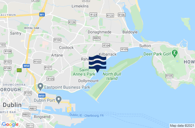 Mappa delle Getijden in Raheny, Ireland