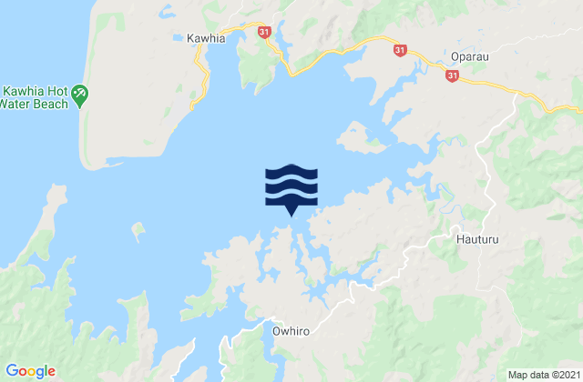Mappa delle Getijden in Rakaunui Inlet, New Zealand
