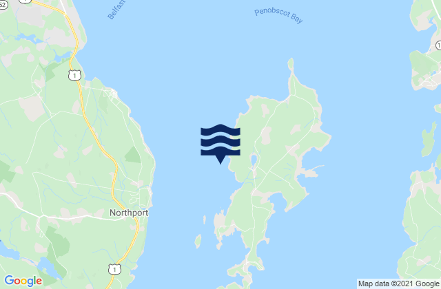 Mappa delle Getijden in Ram Island west of West Penobscot Bay, United States