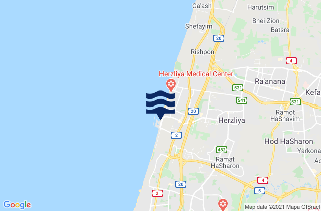 Mappa delle Getijden in Ramat HaSharon, Israel