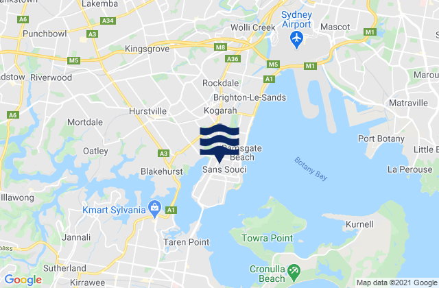 Mappa delle Getijden in Ramsgate, Australia