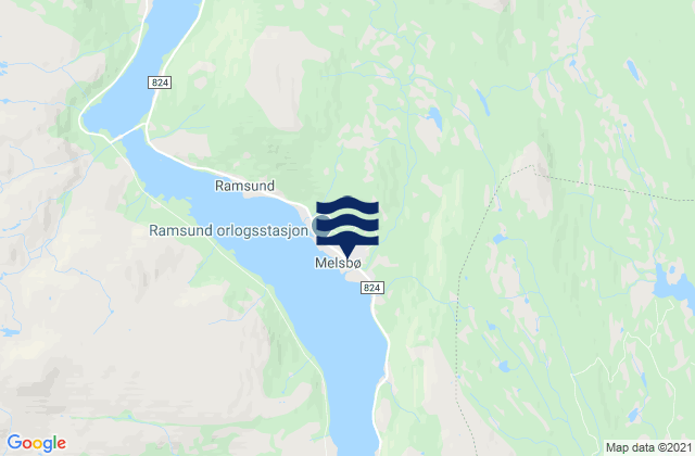 Mappa delle Getijden in Ramsund, Norway