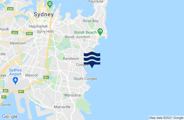 Mappa delle Getijden in Randwick, Australia
