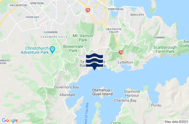 Mappa delle Getijden in Rapaki Bay, New Zealand