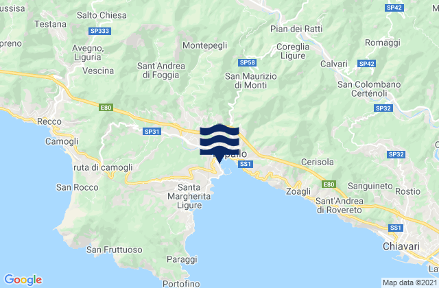 Mappa delle Getijden in Rapallo, Italy