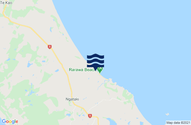 Mappa delle Getijden in Rarawa Beach, New Zealand