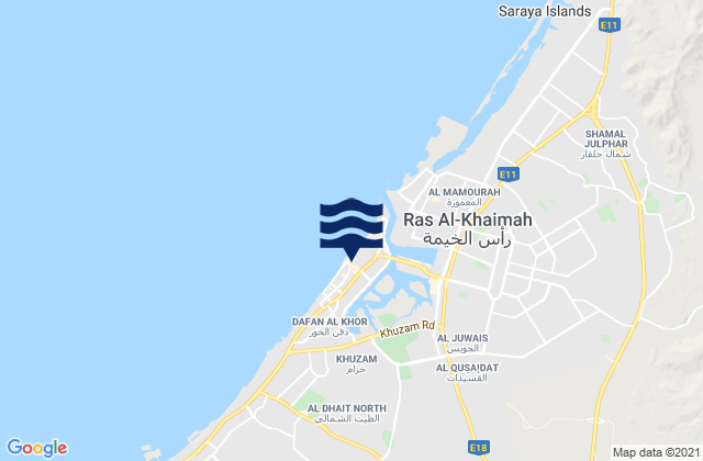 Mappa delle Getijden in Ras Al Khaimah City, United Arab Emirates
